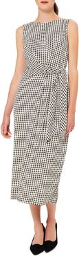 Alana Houndstooth Check Sleeveless Midi Dress