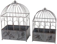 Willow Row Grey Rustic Distressed Bird Cage Planter - Set of 2 at Nordstrom Rack