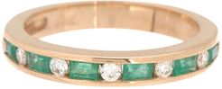 Effy 14K Yellow Gold Channel Set Diamond & Emerald Band Ring - Size 7 at Nordstrom Rack