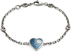 Extra Small Interlocking-G Blue Heart Bracelet
