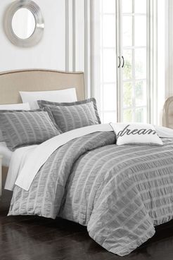 Chic Home Bedding Grey Calamba  200 Thread Count Ruffled & Pleated King Duvet Cover 4-Piece Set at Nordstrom Rack