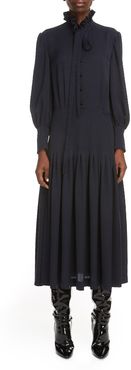 Houndstooth Jacquard Long Sleeve Midi Dress