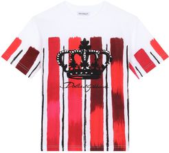 Girl's Dolce & gabbana Kids' Stripe Crown Logo Graphic Tee