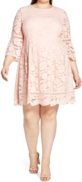 Plus Size Women's Vince Camuto Cotton Blend Lace Fit & Flare Dress