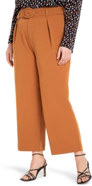 Plus Size Women's Eloquii Belted High Waist Pleated Trousers