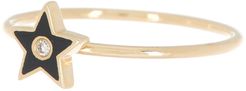 EF Collection 14K Yellow Gold Single Star Diamond & Enamel Stack Ring - 0.01 ctw - Size 5 at Nordstrom Rack