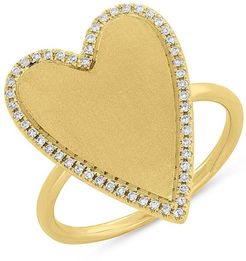 Ron Hami 14K Yellow Gold Pave Diamond Halo Heart Ring - 0.12 ctw - Size 7 at Nordstrom Rack