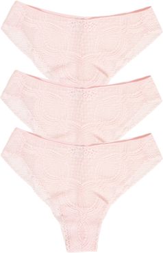 Finesse Lace 3-Pack High Cut Brazilian Panties