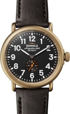 Runwell Leather Strap Watch, 47mm