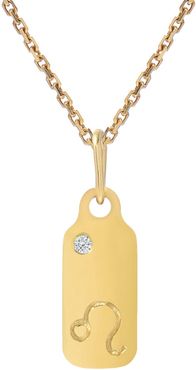 Diamond Accented Zodiac Sign Dog Tag Pendant Necklace