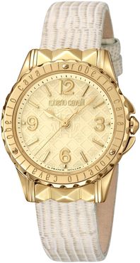 Roberto Cavalli Women's Swiss Quartz Snake Embossed Leather Strap Watch, 34mm at Nordstrom Rack