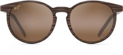 Kiawe 53mm Polarizedplus2 Round Sunglasses - Brown Stripe/bronze Gradient