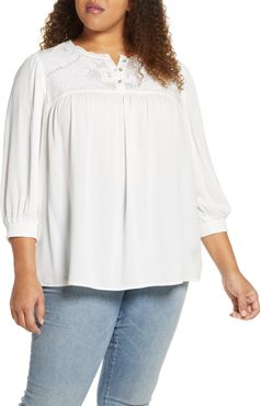 Plus Size Women's Daniel Rainn Lace Yoke Blouse