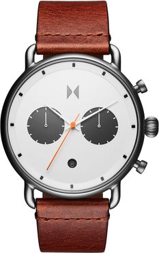 Blacktop Chronograph Leather Strap Watch, 47mm