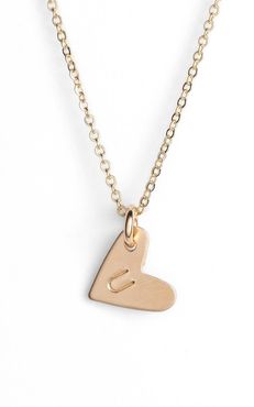 14K-Gold Fill Initial Mini Heart Pendant Necklace