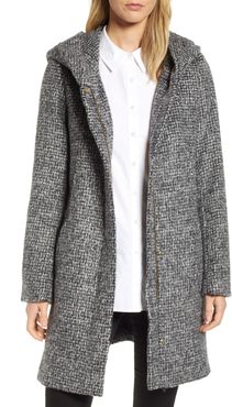 COLE HAAN SIGNATURE Fuzzy Herringbone Hooded Coat at Nordstrom Rack