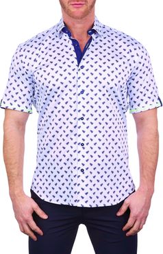 Galileo Beeblue Short Sleeve Button-Up Shirt