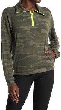 Sweet Romeo Contrast Trim Camo Print Pullover Sweatshirt at Nordstrom Rack