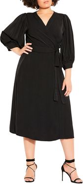 Plus Size Women's City Chic Sultry Faux Wrap Midi Dress