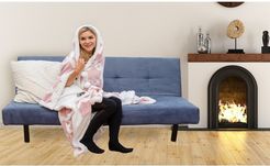 Kensie Geometric Hooded Reversible Throw Blanket with Side Pockets - Blush at Nordstrom Rack