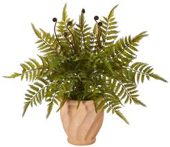 NEARLY NATURAL 22" Fern Artificial Plant in Orange Planter at Nordstrom Rack