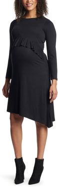 Melissa Long Sleeve Peplum Maternity/nursing Dress