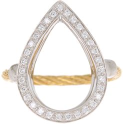 ALOR 18K White Gold Stainless Steel Tear Drop Diamond Ring - Size 7 at Nordstrom Rack