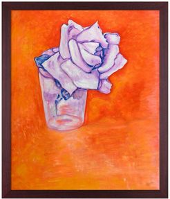 Overstock Art White Rose in a Glass by Piet Mondrian Framed Hand Painted Oil Reproduction - 22.5" x 26.5" at Nordstrom Rack