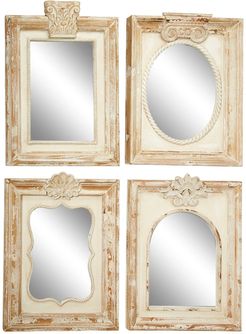 Willow Row Large Rectangular Distressed White Carved Wood Wall Mirrors - Set of 4 at Nordstrom Rack