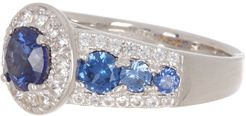Suzy Levian Sterling Silver Large Sapphire Halo Ring at Nordstrom Rack