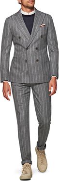 Havana Slim Fit Double Breasted Stripe Wool Suit