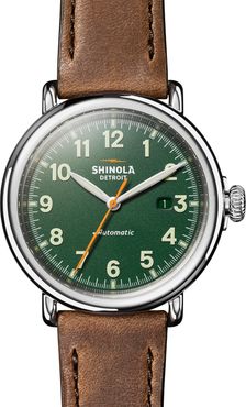 Runwell Automatic Leather Strap Watch, 45mm