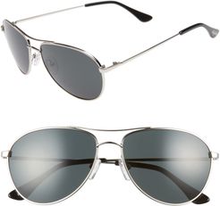 Orville 58mm Mirrored Aviator Sunglasses - Silver/ Grey