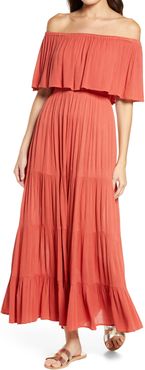 Off The Shoulder Ruffle Cover-Up Maxi Dress