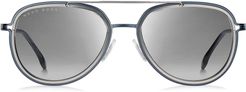 56mm Gradient Aviator Sunglasses - Blue/ Ruthenim/ Grey Gradient