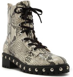 Schutz Andrea Leather Snakeskin Print Combat Boot at Nordstrom Rack