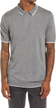 Pointelle Classic Fit Short Sleeve Zip Polo Shirt