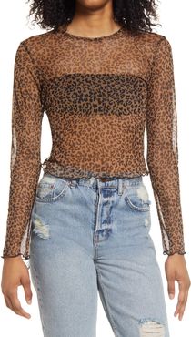 Long Sleeve Animal Print Top