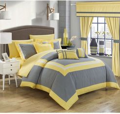 Chic Home Bedding King Bertran Pieced Colorblock Complete Master Bedroom Comforter Set - Silver at Nordstrom Rack