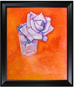 Overstock Art White Rose in a Glass - Framed Oil Reproduction of an Original Painting by Piet Mondrian at Nordstrom Rack