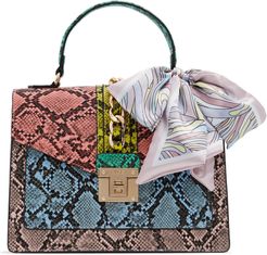 Glendaa Colorblock Snake Print Handbag - Pink