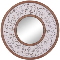 Willow Row Traditional Round Wood Medium Brown Wall Mirror 31"D at Nordstrom Rack