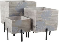 Willow Row Brown Rustic Iron Cube Standing Planter - Set of 3 at Nordstrom Rack