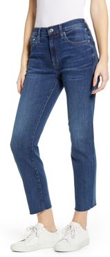 Bree High Waist Raw Hem Ankle Straight Leg Jeans