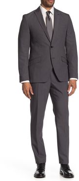 SAVILE ROW CO Brixton Grey Solid Two Button Notch Lapel Extra Trim Suit at Nordstrom Rack