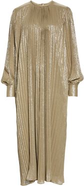 Luciana Pleated Long Sleeve Midi Dress