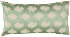 DIVINE HOME Mint Green Embroidered Ikat Circles Lumbar Throw Pillow - 24"x14" at Nordstrom Rack