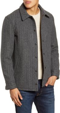 Herringbone Wool Blend Shirt Jacket