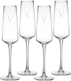 Estate Collection Set Of 4 Monogram Champagne Flutes