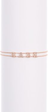 EF Collection 14K Rose Gold Pave Diamond 'Babe' Charm Double Strand Bracelet - 0.16 ctw at Nordstrom Rack